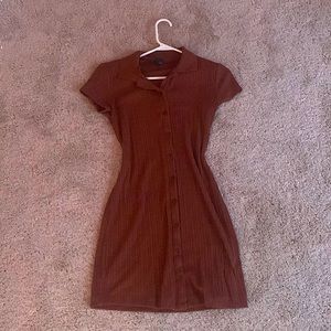 orangeish brown dress w buttons down the middle